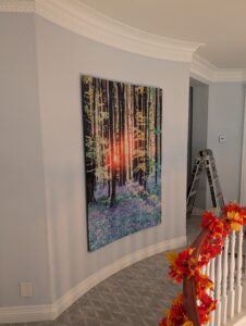 Hanging Artwork on Curved Wall Project in Simi Valley